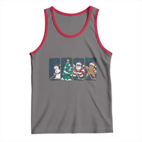 Funny Ice Hockey Christmas Gift Tank Top Santa Snowman And Gingerbread Playing Together - Wonder Print Shop