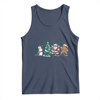 Funny Ice Hockey Christmas Gift Tank Top Santa Snowman And Gingerbread Playing Together - Wonder Print Shop