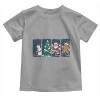 Funny Ice Hockey Christmas Gift Toddler T Shirt Santa Snowman And Gingerbread Playing Together - Wonder Print Shop