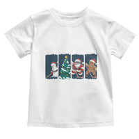 Funny Ice Hockey Christmas Gift Toddler T Shirt Santa Snowman And Gingerbread Playing Together - Wonder Print Shop