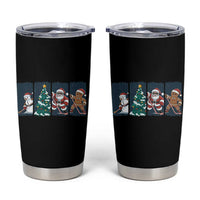 Funny Ice Hockey Christmas Gift Tumbler Cup Santa Snowman And Gingerbread Playing Together - Wonder Print Shop