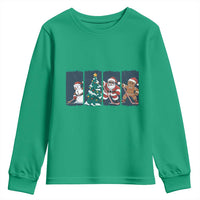 Funny Ice Hockey Christmas Gift Youth Sweatshirt Santa Snowman And Gingerbread Playing Together - Wonder Print Shop