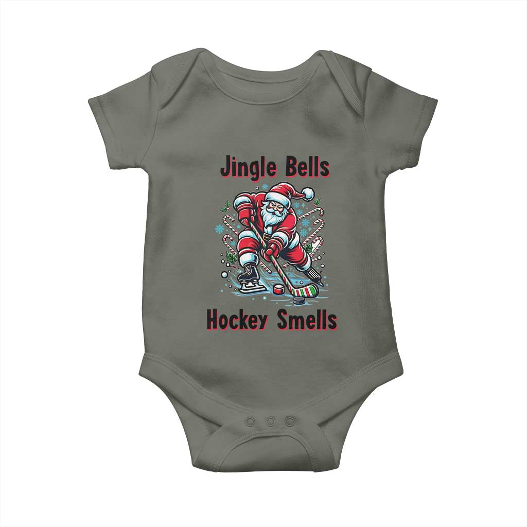 Jingle Bells Hockey Smells Baby Onesie Funny Santa Ice Hockey Christmas Gift - Wonder Print Shop