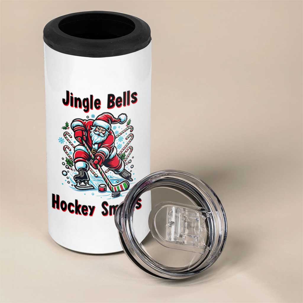 Jingle Bells Hockey Smells 4 in 1 Can Cooler Tumbler Funny Santa Ice Hockey Christmas Gift - Wonder Print Shop
