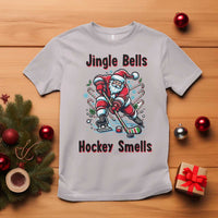 Jingle Bells Hockey Smells T Shirt Funny Santa Ice Hockey Christmas Gift - Wonder Print Shop