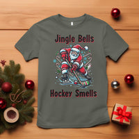 Jingle Bells Hockey Smells T Shirt Funny Santa Ice Hockey Christmas Gift - Wonder Print Shop