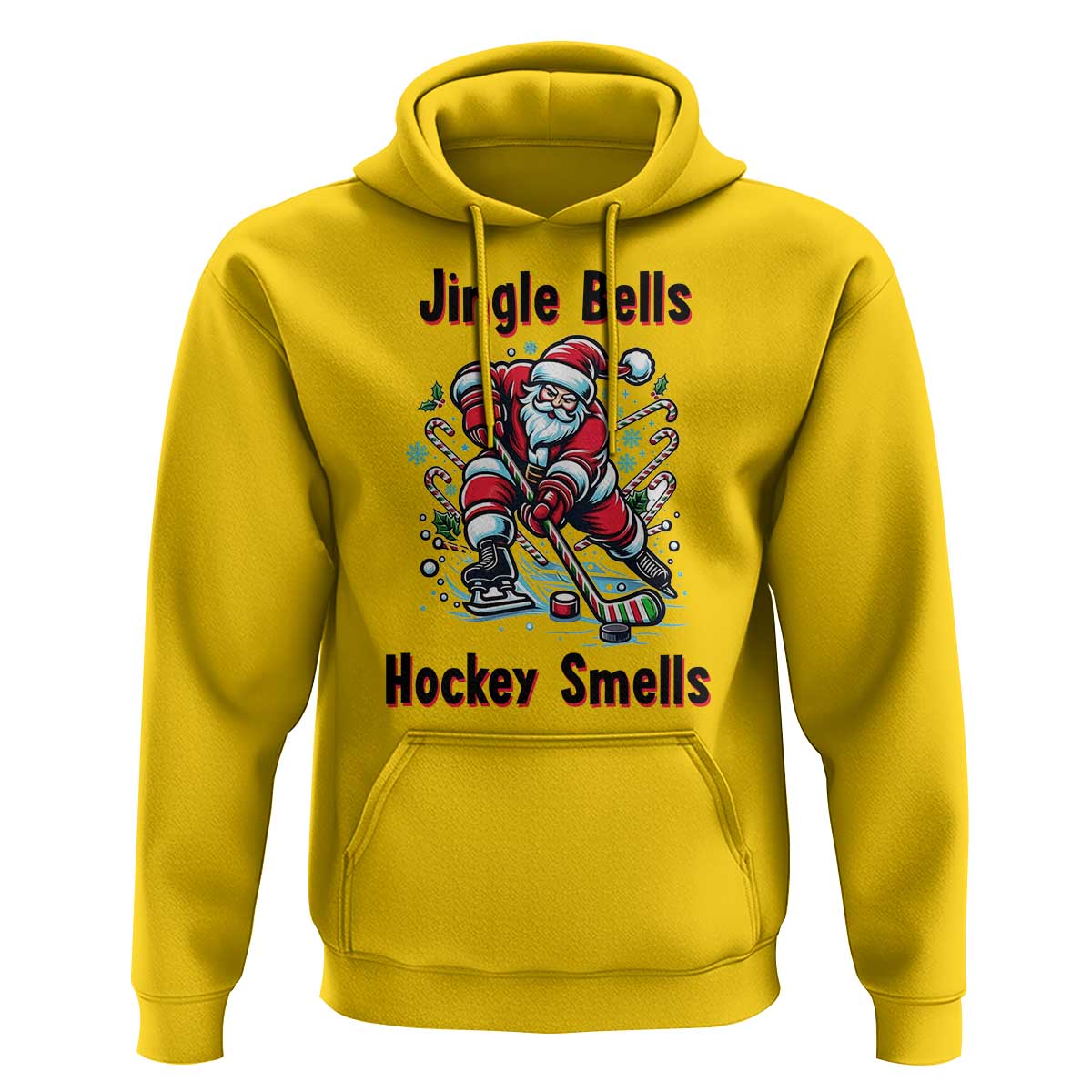 Jingle Bells Hockey Smells Hoodie Funny Santa Ice Hockey Christmas Gift - Wonder Print Shop