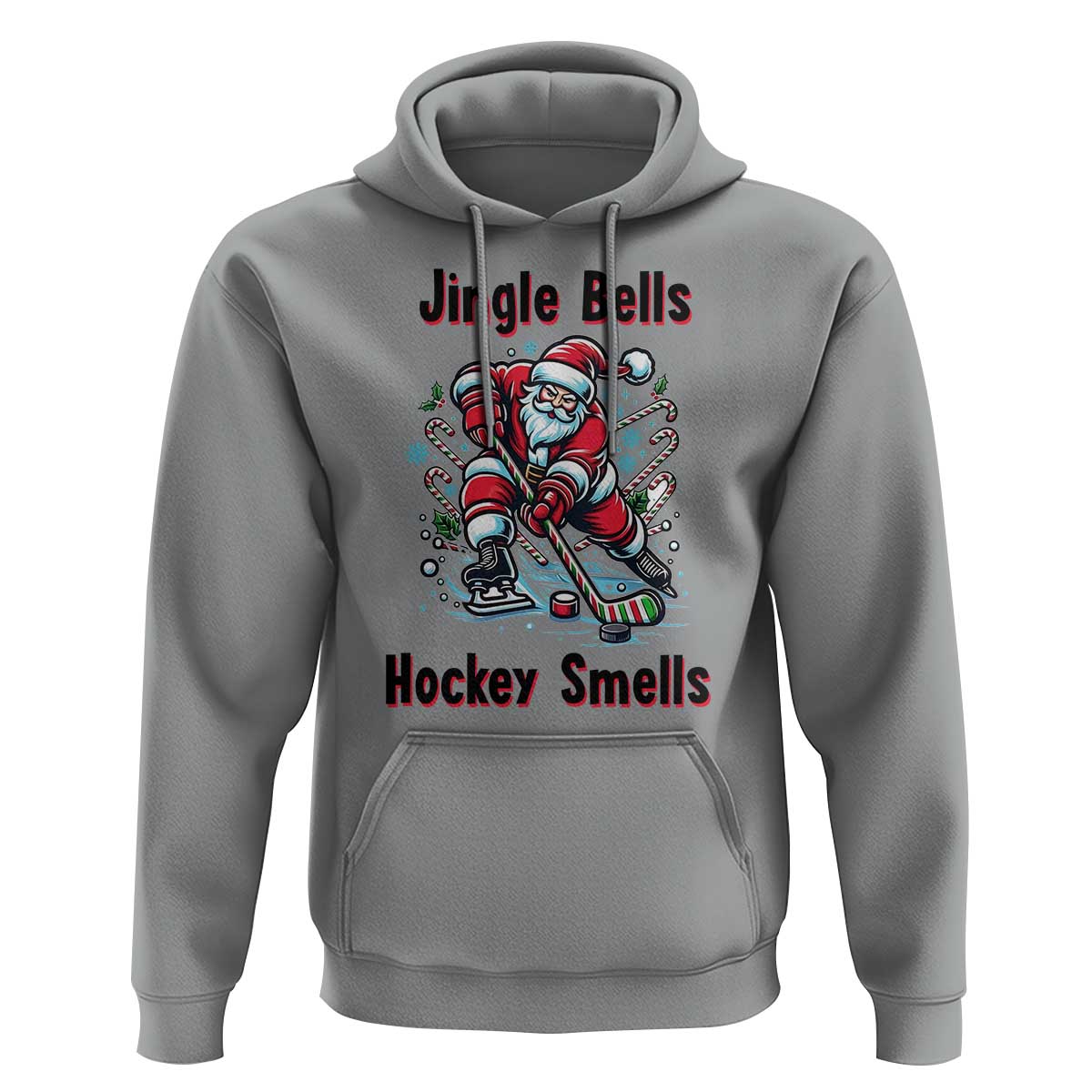 Jingle Bells Hockey Smells Hoodie Funny Santa Ice Hockey Christmas Gift - Wonder Print Shop