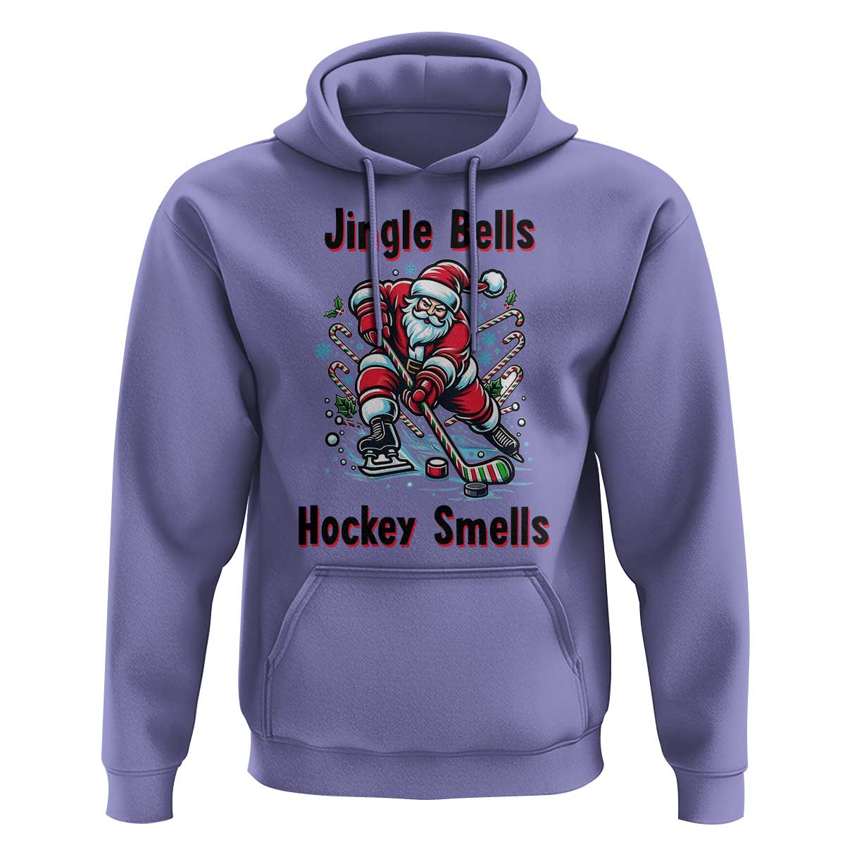 Jingle Bells Hockey Smells Hoodie Funny Santa Ice Hockey Christmas Gift - Wonder Print Shop