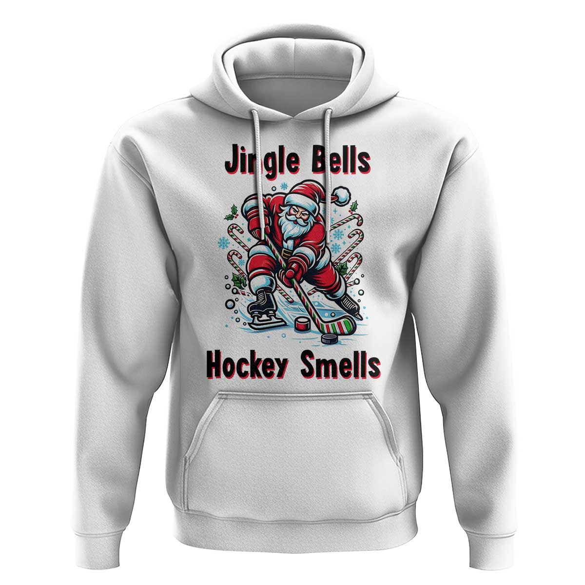 Jingle Bells Hockey Smells Hoodie Funny Santa Ice Hockey Christmas Gift - Wonder Print Shop