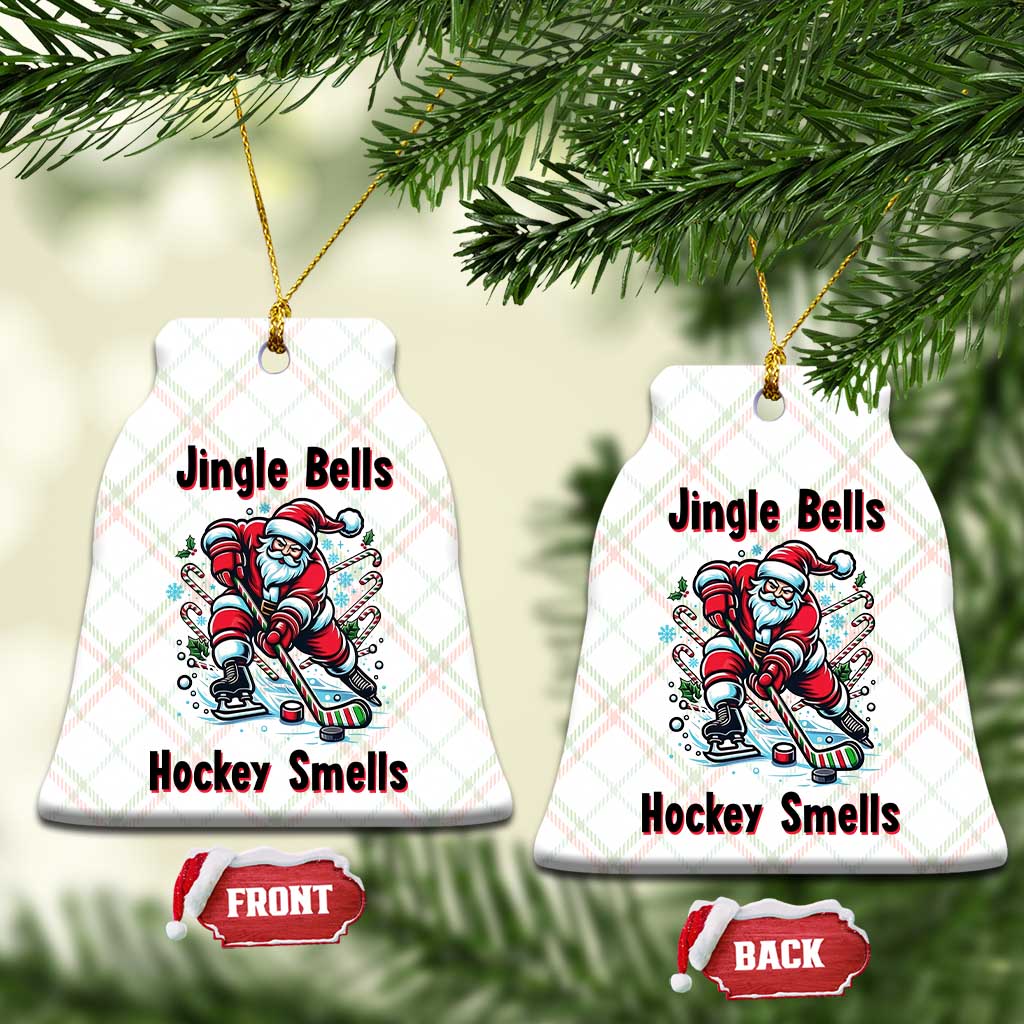 Jingle Bells Hockey Smells Ceramic Ornament Funny Santa Ice Hockey Christmas Gift - Wonder Print Shop