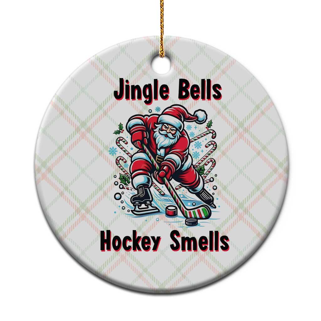 Jingle Bells Hockey Smells Ceramic Ornament Funny Santa Ice Hockey Christmas Gift - Wonder Print Shop