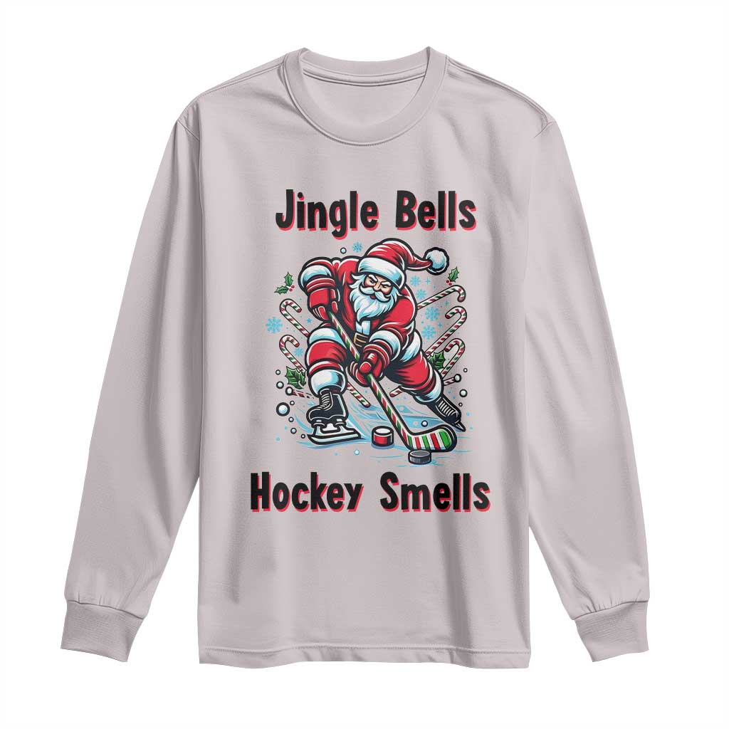 Jingle Bells Hockey Smells Long Sleeve Shirt Funny Santa Ice Hockey Christmas Gift - Wonder Print Shop