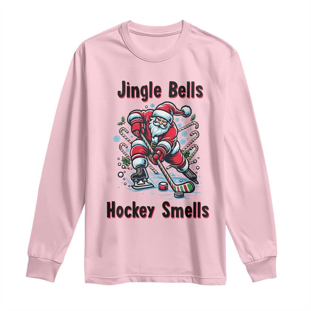Jingle Bells Hockey Smells Long Sleeve Shirt Funny Santa Ice Hockey Christmas Gift - Wonder Print Shop