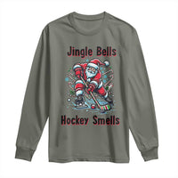 Jingle Bells Hockey Smells Long Sleeve Shirt Funny Santa Ice Hockey Christmas Gift - Wonder Print Shop
