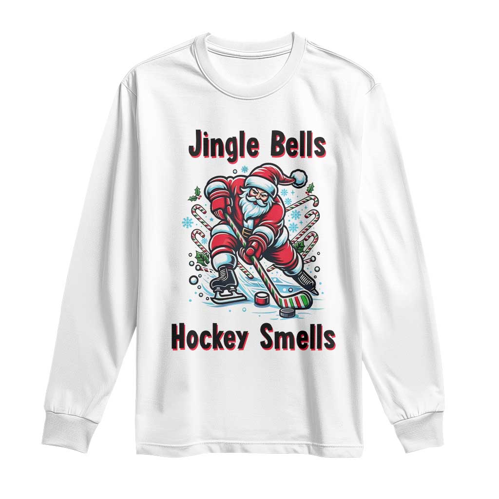 Jingle Bells Hockey Smells Long Sleeve Shirt Funny Santa Ice Hockey Christmas Gift - Wonder Print Shop