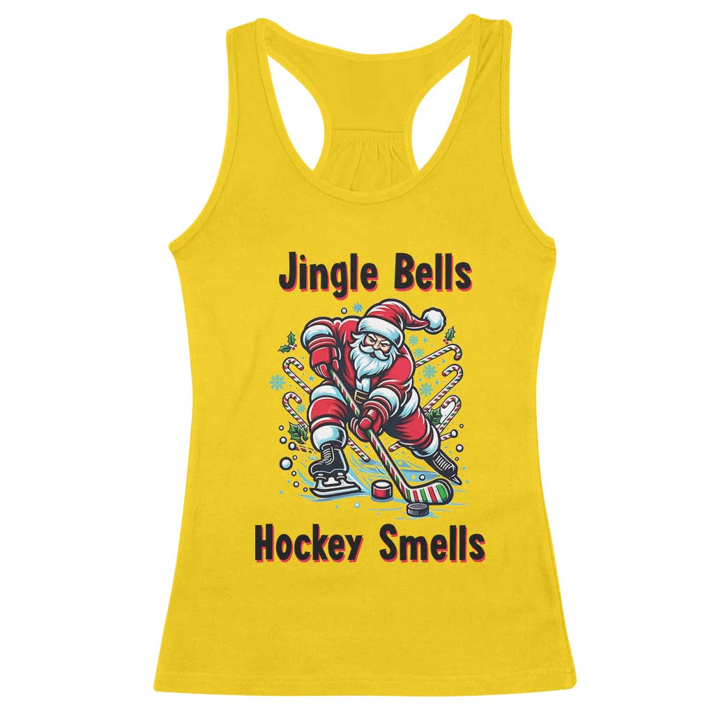 Jingle Bells Hockey Smells Racerback Tank Top Funny Santa Ice Hockey Christmas Gift - Wonder Print Shop