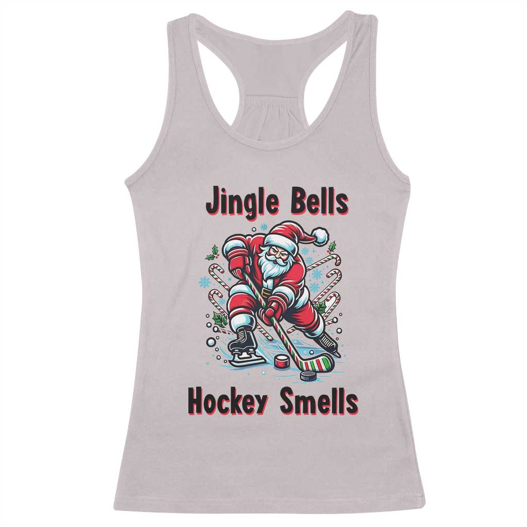 Jingle Bells Hockey Smells Racerback Tank Top Funny Santa Ice Hockey Christmas Gift - Wonder Print Shop