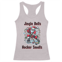Jingle Bells Hockey Smells Racerback Tank Top Funny Santa Ice Hockey Christmas Gift - Wonder Print Shop