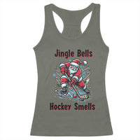 Jingle Bells Hockey Smells Racerback Tank Top Funny Santa Ice Hockey Christmas Gift - Wonder Print Shop