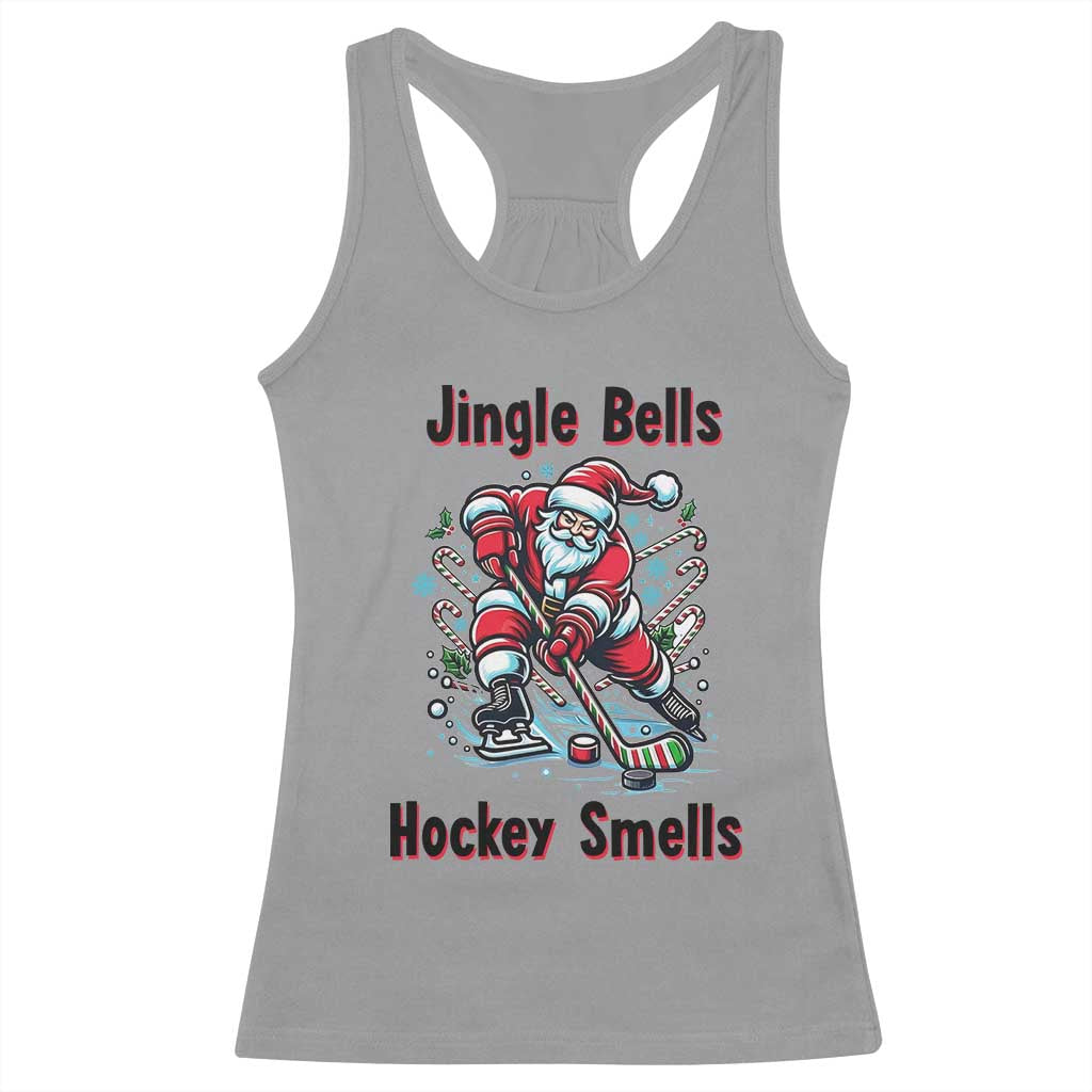 Jingle Bells Hockey Smells Racerback Tank Top Funny Santa Ice Hockey Christmas Gift - Wonder Print Shop