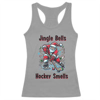 Jingle Bells Hockey Smells Racerback Tank Top Funny Santa Ice Hockey Christmas Gift - Wonder Print Shop