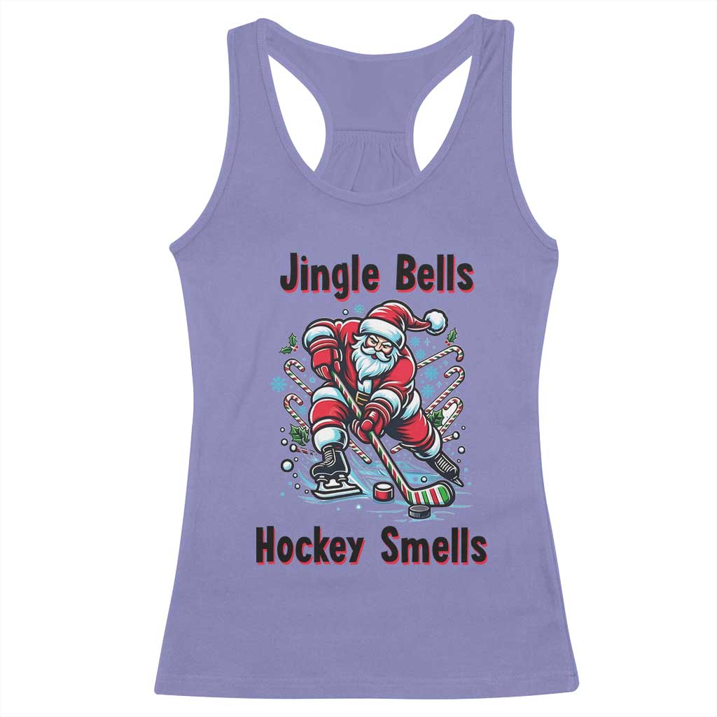 Jingle Bells Hockey Smells Racerback Tank Top Funny Santa Ice Hockey Christmas Gift - Wonder Print Shop