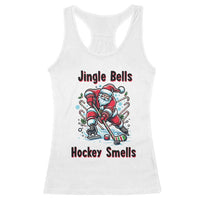 Jingle Bells Hockey Smells Racerback Tank Top Funny Santa Ice Hockey Christmas Gift - Wonder Print Shop