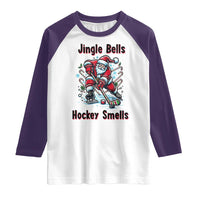 Jingle Bells Hockey Smells Raglan Shirt Funny Santa Ice Hockey Christmas Gift - Wonder Print Shop