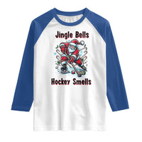 Jingle Bells Hockey Smells Raglan Shirt Funny Santa Ice Hockey Christmas Gift - Wonder Print Shop