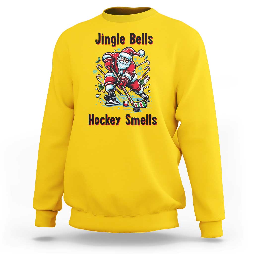 Jingle Bells Hockey Smells Sweatshirt Funny Santa Ice Hockey Christmas Gift - Wonder Print Shop