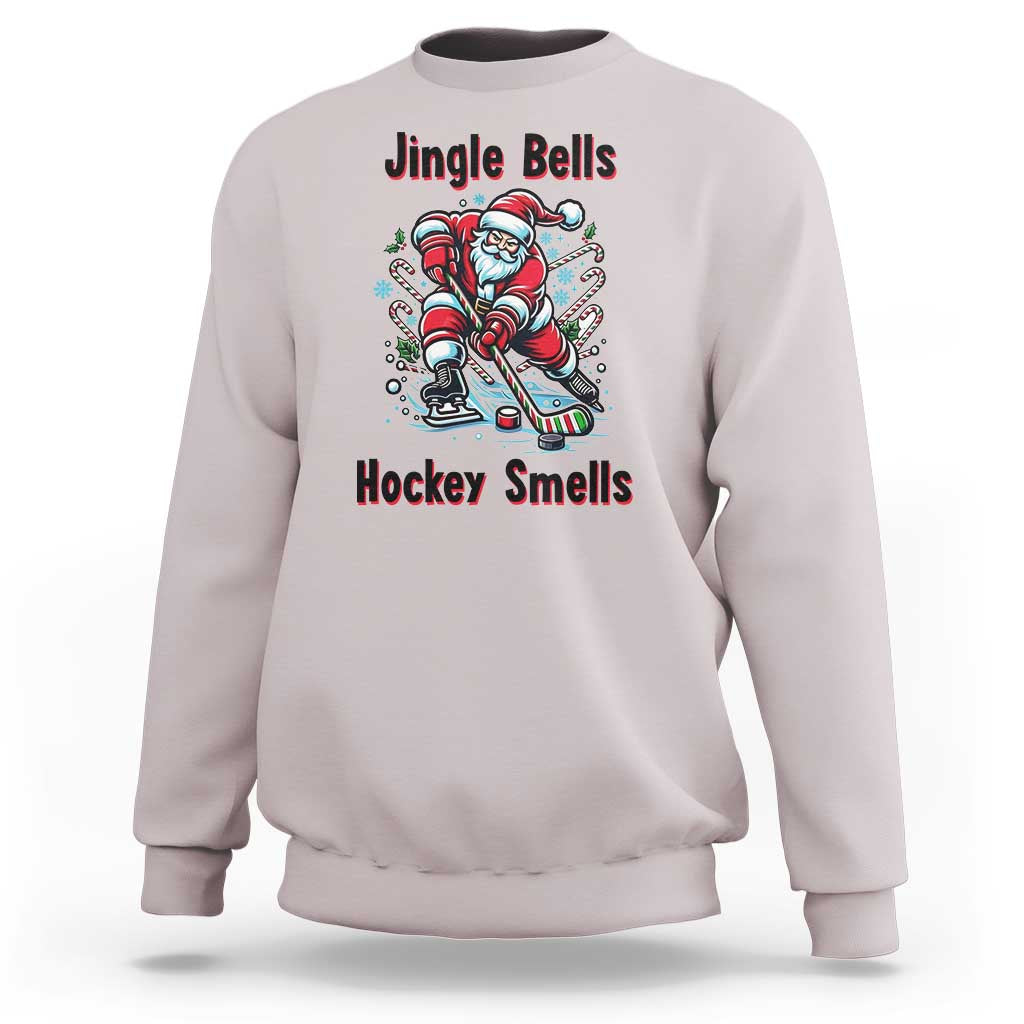 Jingle Bells Hockey Smells Sweatshirt Funny Santa Ice Hockey Christmas Gift - Wonder Print Shop