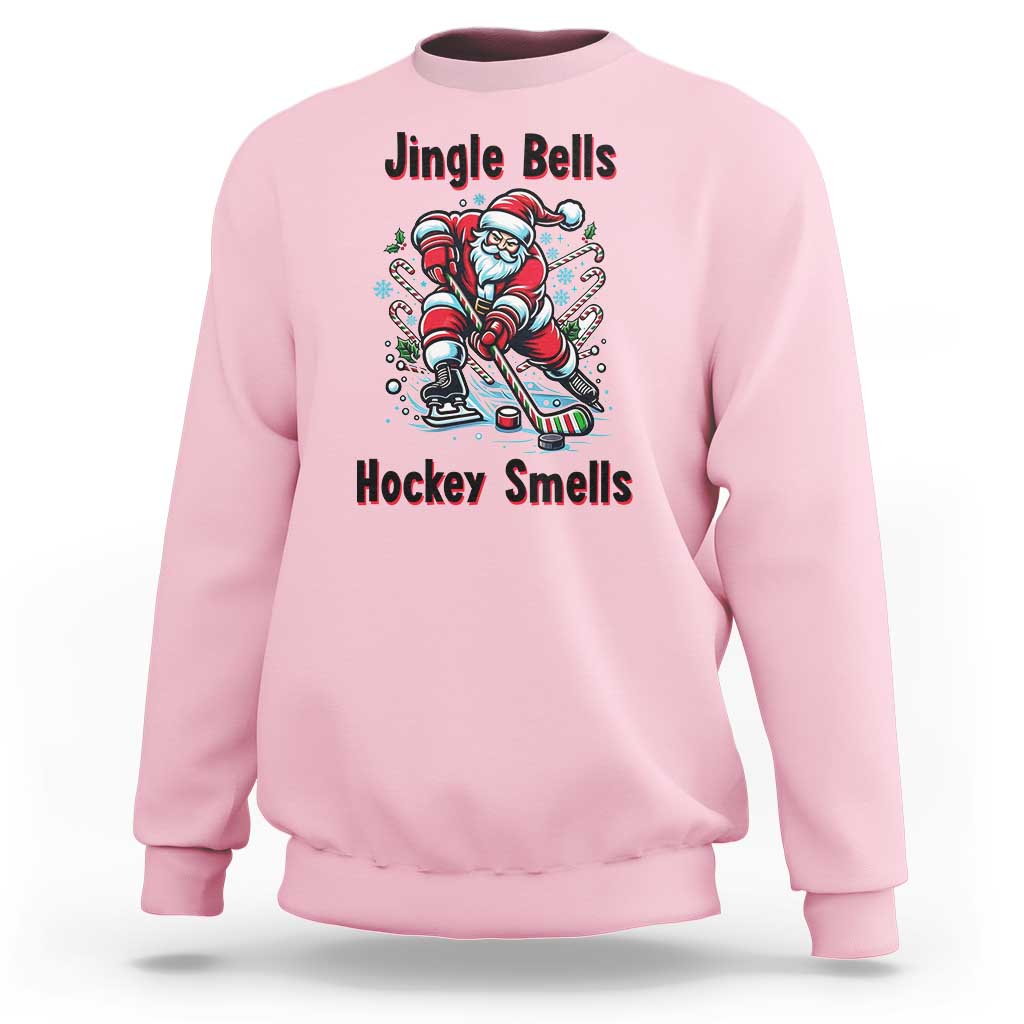 Jingle Bells Hockey Smells Sweatshirt Funny Santa Ice Hockey Christmas Gift - Wonder Print Shop