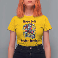 Jingle Bells Hockey Smells T Shirt For Women Funny Santa Ice Hockey Christmas Gift - Wonder Print Shop