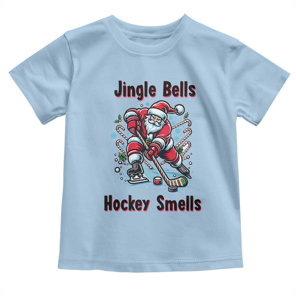 Jingle Bells Hockey Smells Toddler T Shirt Funny Santa Ice Hockey Christmas Gift - Wonder Print Shop