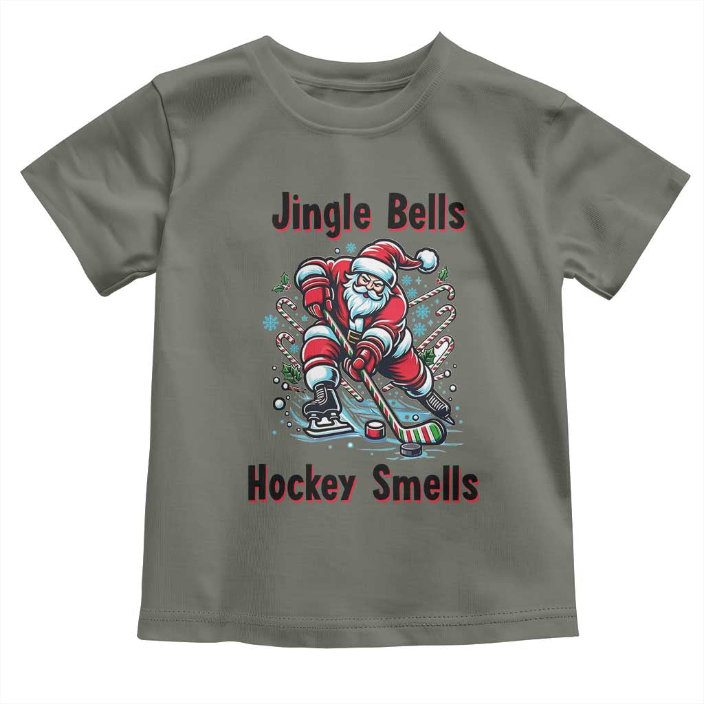 Jingle Bells Hockey Smells Toddler T Shirt Funny Santa Ice Hockey Christmas Gift - Wonder Print Shop