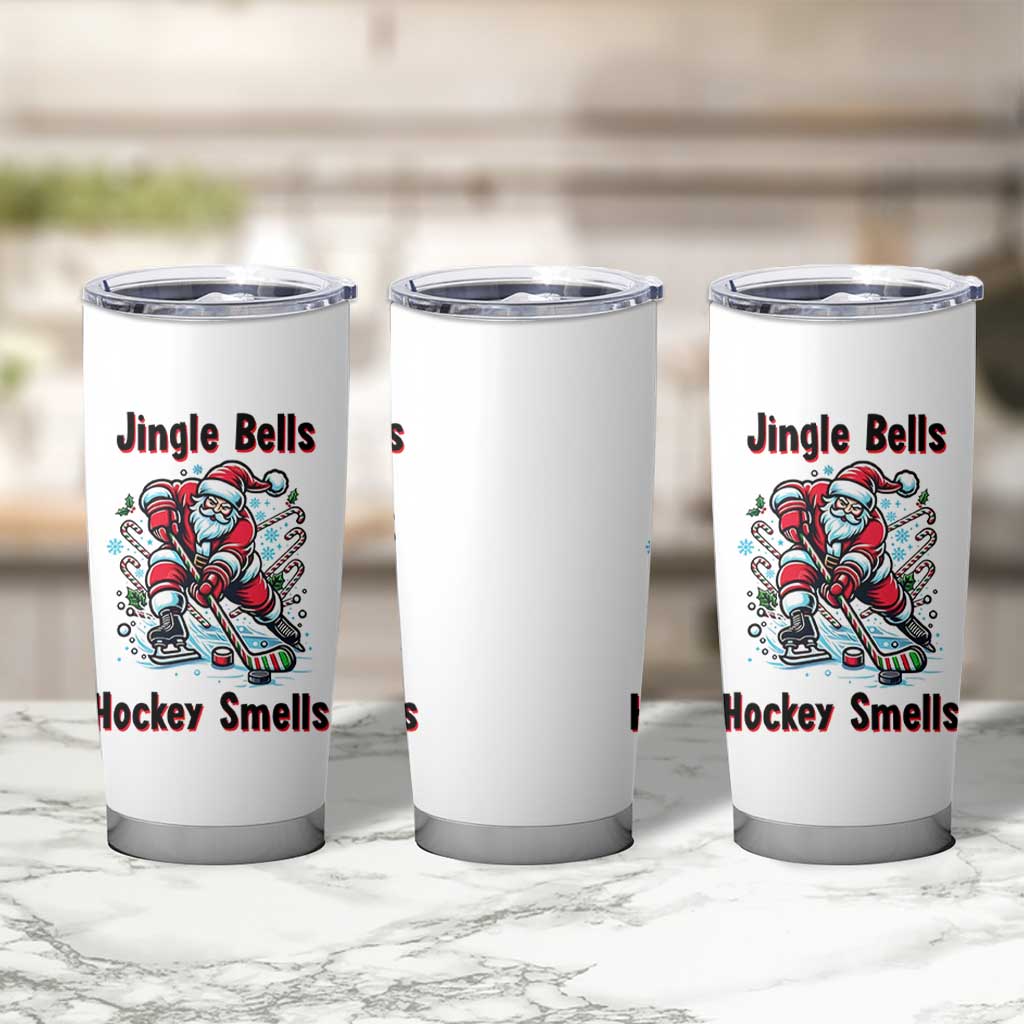 Jingle Bells Hockey Smells Tumbler Cup Funny Santa Ice Hockey Christmas Gift - Wonder Print Shop