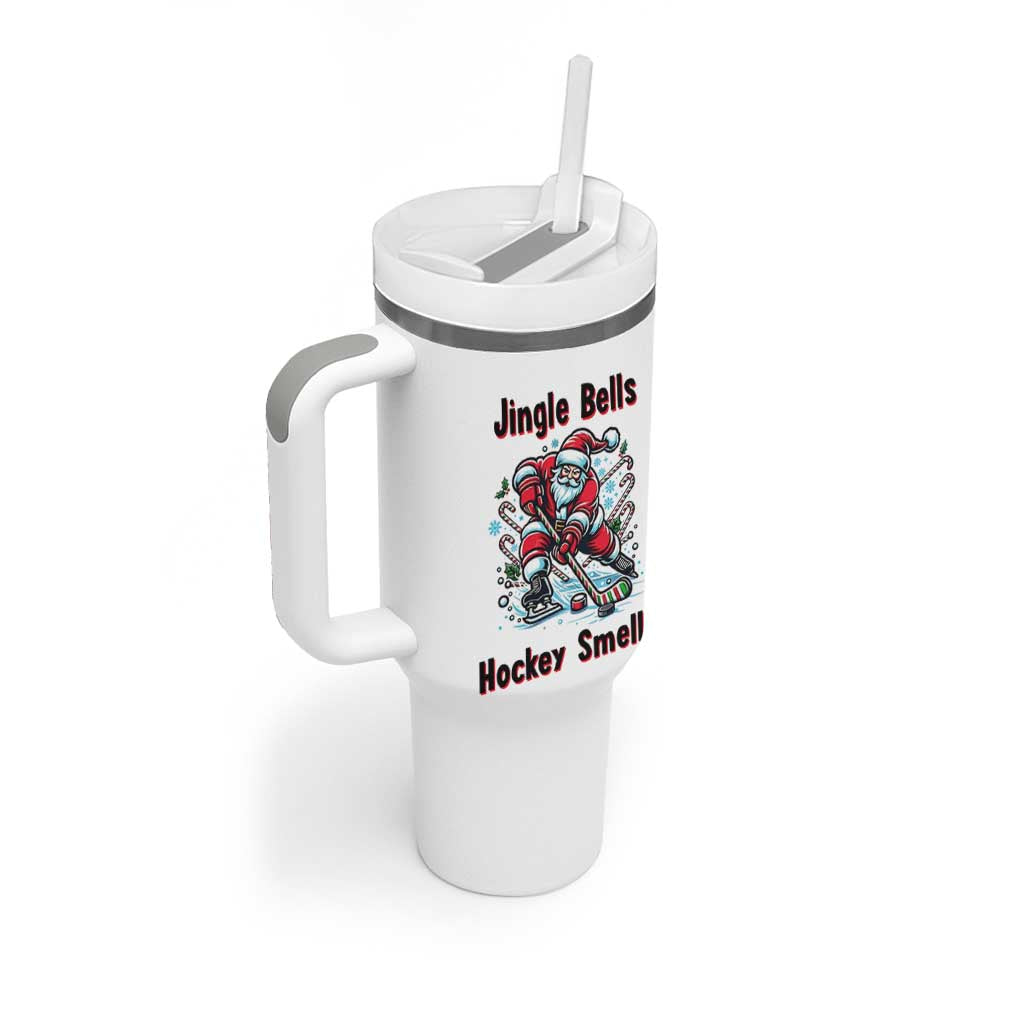 Jingle Bells Hockey Smells Tumbler With Handle Funny Santa Ice Hockey Christmas Gift - Wonder Print Shop