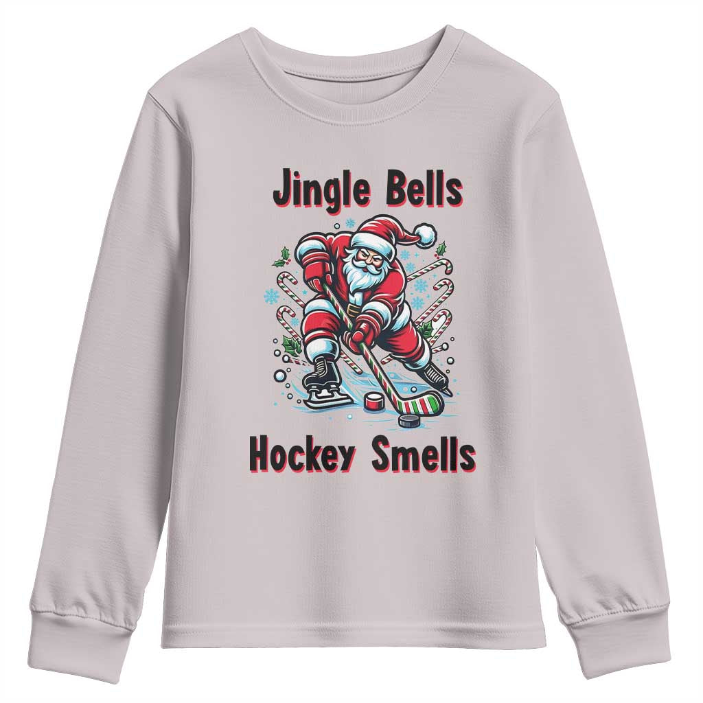 Jingle Bells Hockey Smells Youth Sweatshirt Funny Santa Ice Hockey Christmas Gift - Wonder Print Shop