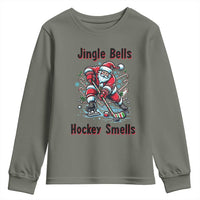 Jingle Bells Hockey Smells Youth Sweatshirt Funny Santa Ice Hockey Christmas Gift - Wonder Print Shop