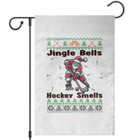 Ugly Christmas Sweater Santa Playing Hockey Garden Flag Jingle Bells Hockey Smells - Wonder Print Shop