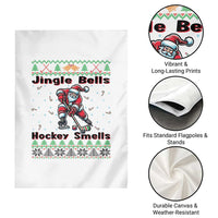 Ugly Christmas Sweater Santa Playing Hockey Garden Flag Jingle Bells Hockey Smells - Wonder Print Shop