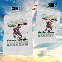 Ugly Christmas Sweater Santa Playing Hockey Garden Flag Jingle Bells Hockey Smells - Wonder Print Shop
