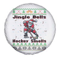 Ugly Christmas Sweater Santa Playing Hockey Spare Tire Cover Jingle Bells Hockey Smells - Wonder Print Shop