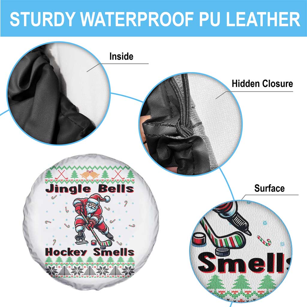 Ugly Christmas Sweater Santa Playing Hockey Spare Tire Cover Jingle Bells Hockey Smells - Wonder Print Shop