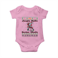 Ugly Christmas Sweater Santa Playing Hockey Baby Onesie Jingle Bells Hockey Smells - Wonder Print Shop