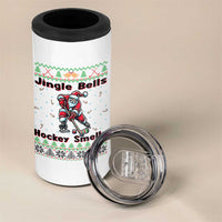 Ugly Christmas Sweater Santa Playing Hockey 4 in 1 Can Cooler Tumbler Jingle Bells Hockey Smells - Wonder Print Shop