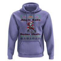 Ugly Christmas Sweater Santa Playing Hockey Hoodie Jingle Bells Hockey Smells - Wonder Print Shop