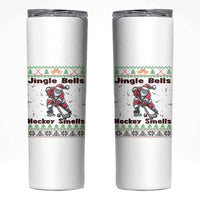 Ugly Christmas Sweater Santa Playing Hockey Skinny Tumbler Jingle Bells Hockey Smells - Wonder Print Shop