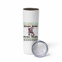 Ugly Christmas Sweater Santa Playing Hockey Skinny Tumbler Jingle Bells Hockey Smells - Wonder Print Shop